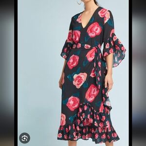 Anthropologie Bl_nk Floral Wrap Dress